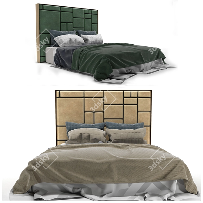 Mondrian-inspired Color Block Bed 3D model image 2