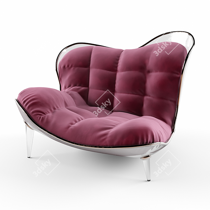 Art Deco Velvet Chaise Lounge 3D model image 4