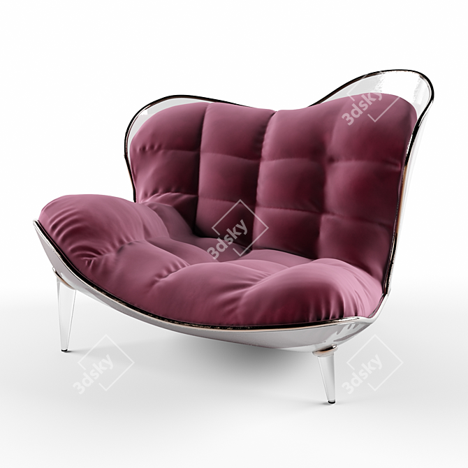 Art Deco Velvet Chaise Lounge 3D model image 5