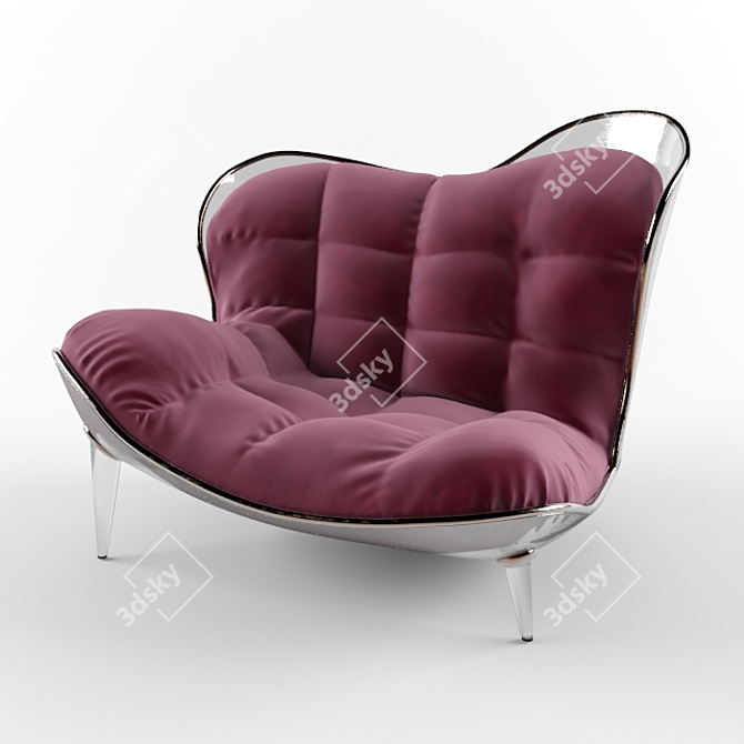 Art Deco Velvet Chaise Lounge 3D model image 6