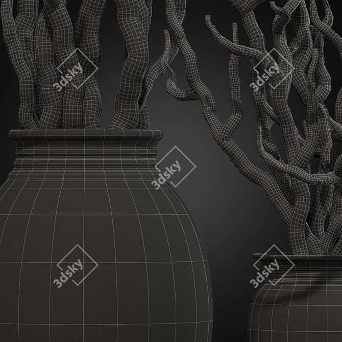 Elegant Dry Branch Decoration 3D model image 2