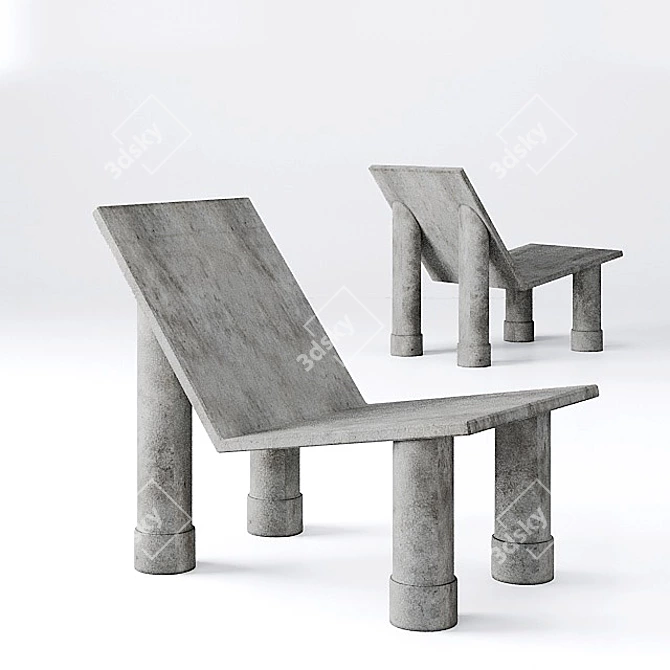 Contemporary Concrete Lounge 3D model image 7