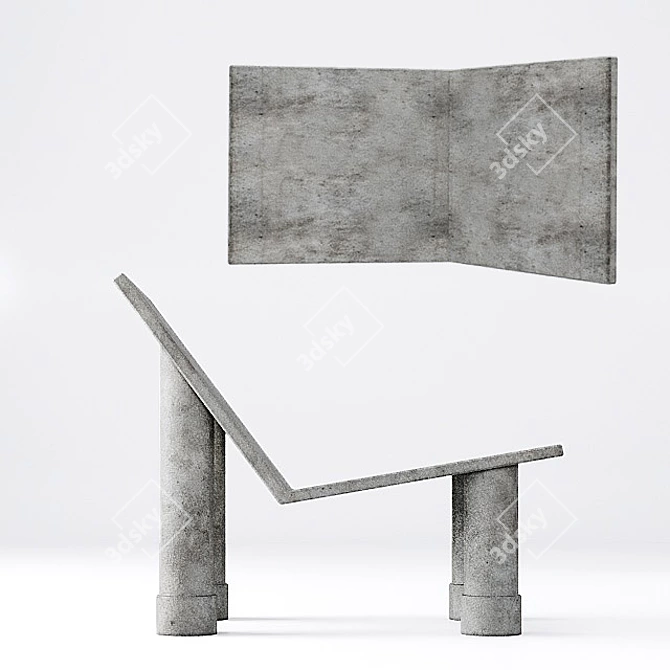 Contemporary Concrete Lounge 3D model image 9