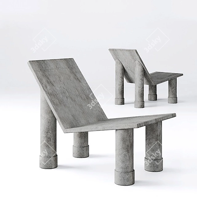 Contemporary Concrete Lounge 3D model image 11