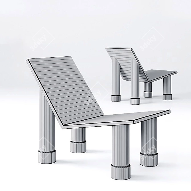Contemporary Concrete Lounge 3D model image 12