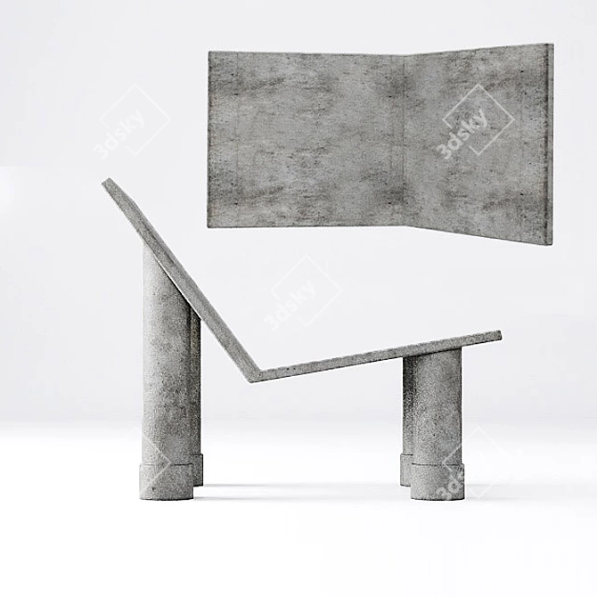 Contemporary Concrete Lounge 3D model image 1