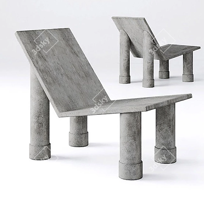 Contemporary Concrete Lounge 3D model image 3