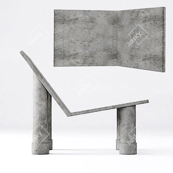 Contemporary Concrete Lounge 3D model image 5