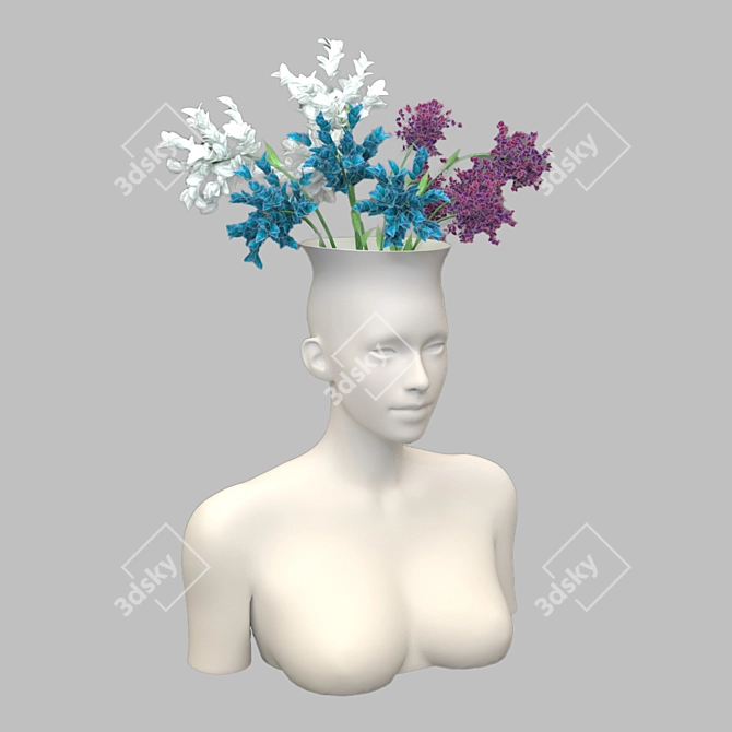 Elegant Blossoming Woman Vase 3D model image 1