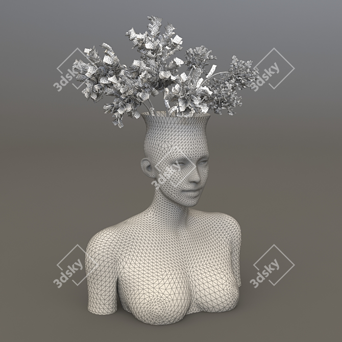 Elegant Blossoming Woman Vase 3D model image 3