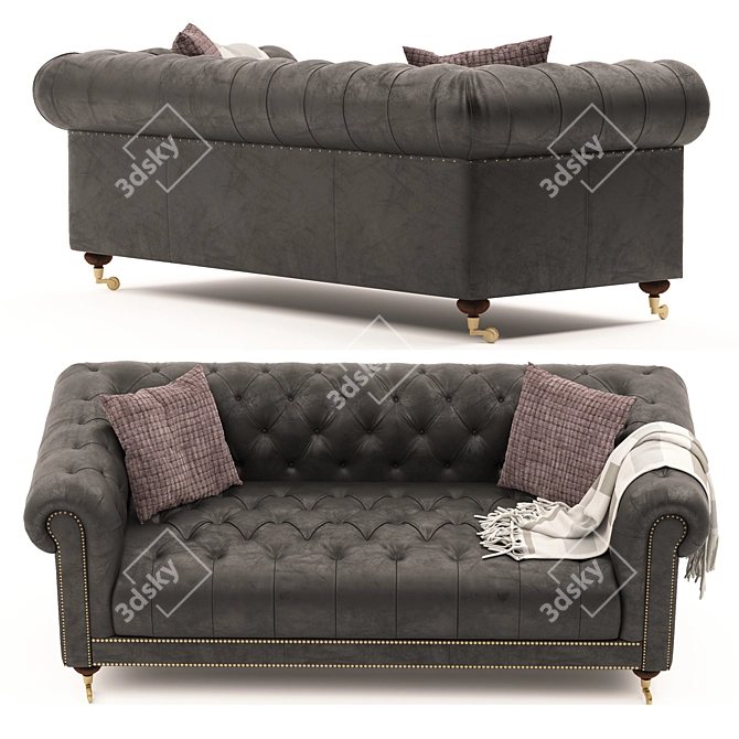 Luxury Chesterfield Sofa: Authentic Design 3D model image 2