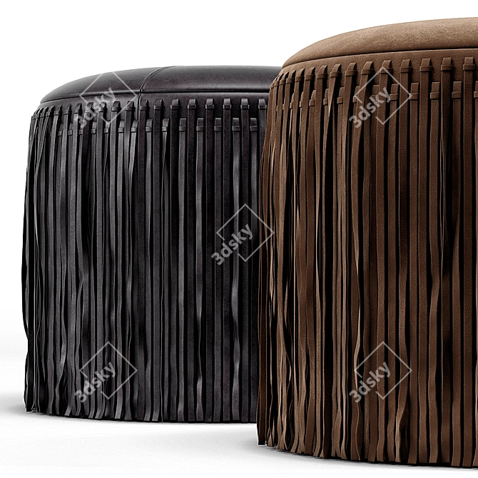 Boho Wisteria Suede Round Ottoman 3D model image 3