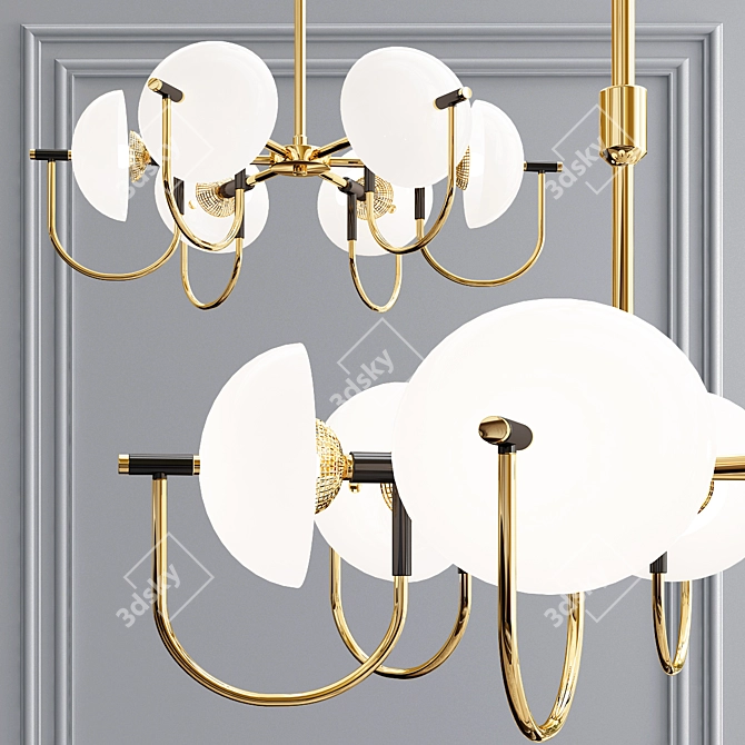 Granta Gold Pendant Chandelier 3D model image 1