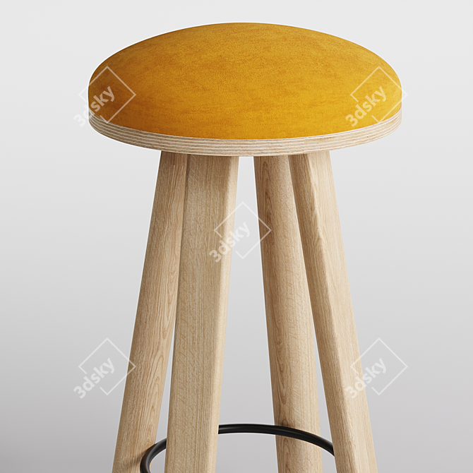 Buzzi Milk Bar Stool: Modern Elegance 3D model image 3