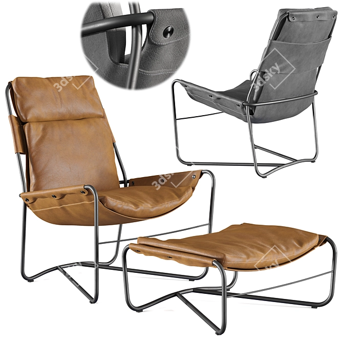 Bug Lounge Chair & Ottoman 3D model image 1