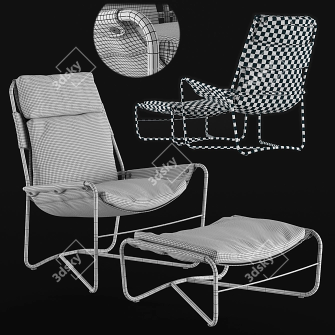 Bug Lounge Chair & Ottoman 3D model image 4