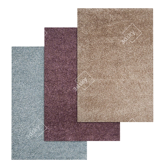 Versatile 3-Piece Carpet Set 3D model image 1