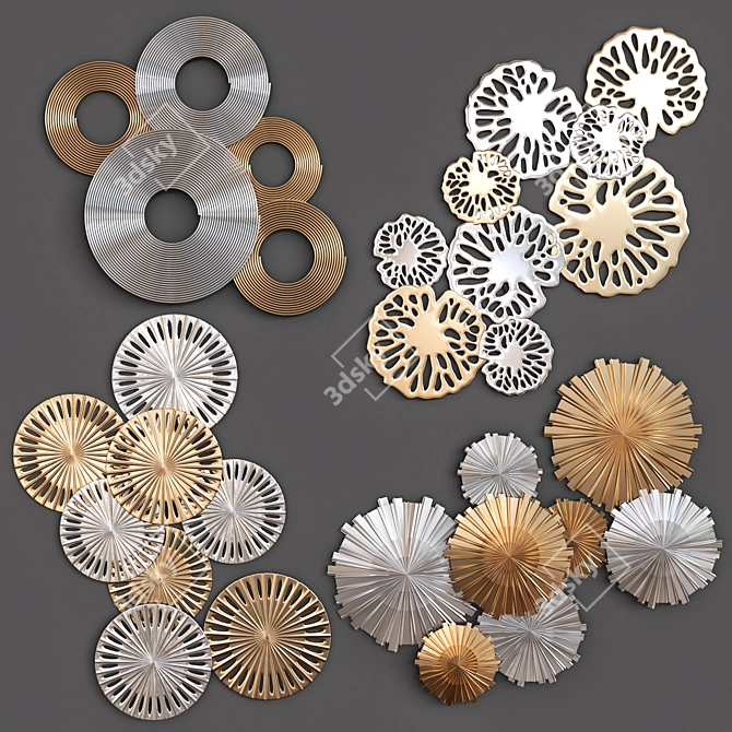 Geometric Metal Wall Decor Set 3D model image 1