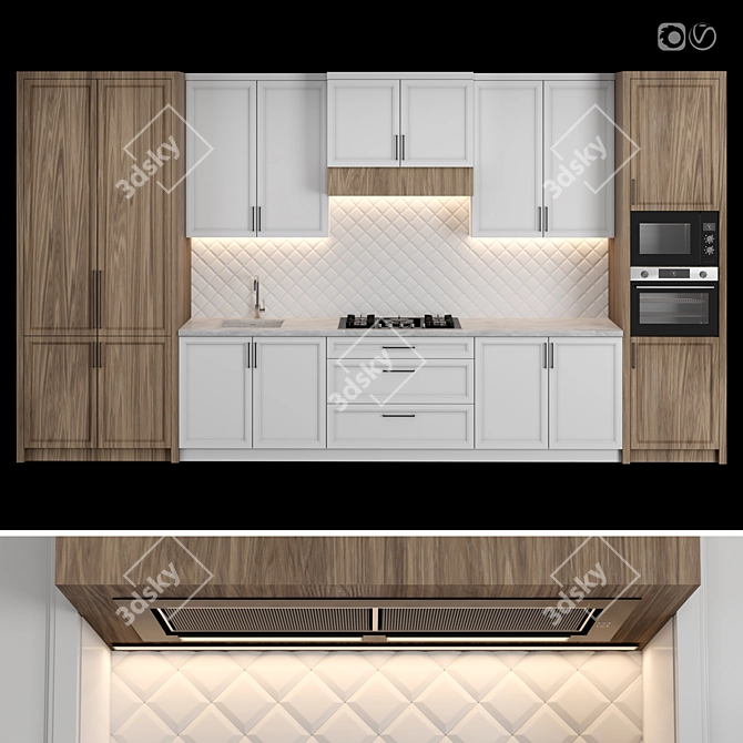 Classic Kitchen: High-Quality Render-Ready Modular Design 3D model image 1