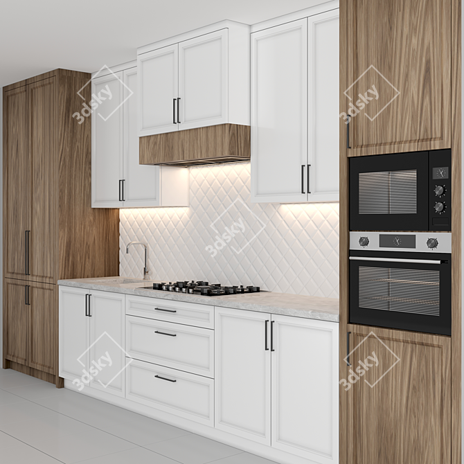 Classic Kitchen: High-Quality Render-Ready Modular Design 3D model image 2