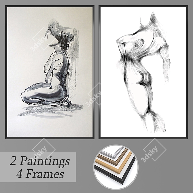 Elegant Wall Art Set: No 1408 3D model image 1