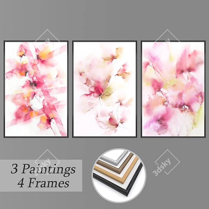 Contemporary Wall Art Set 3D model image 1