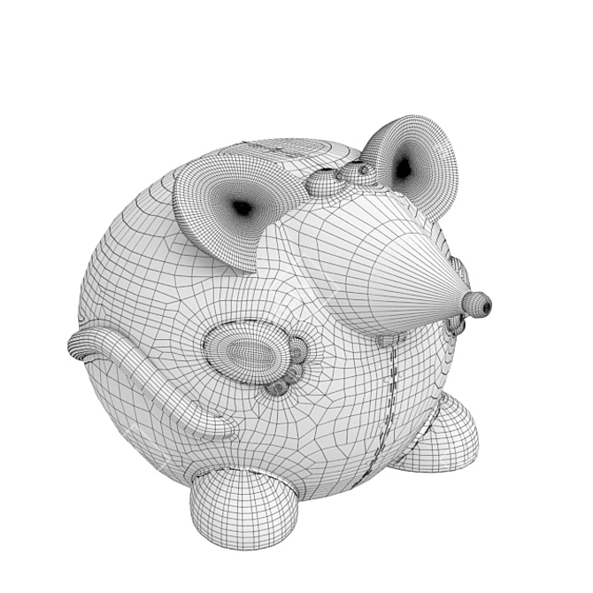 Cute Mouse Piggy Bank 3D model image 4