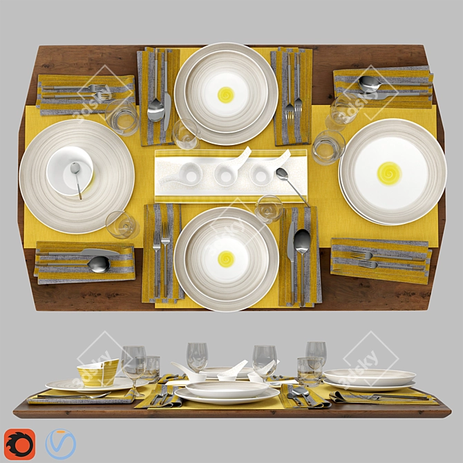  Elegant Table Setting with Villeroy & Boch 3D model image 1