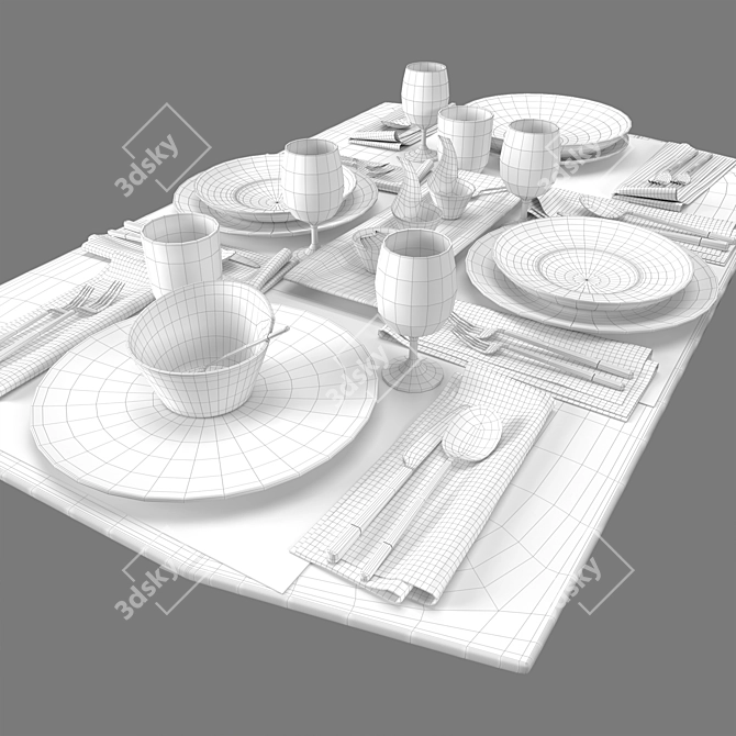  Elegant Table Setting with Villeroy & Boch 3D model image 4