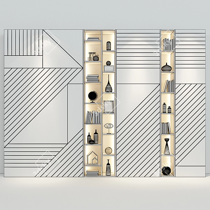 Elegant White Storage Cabinet 3D model image 2