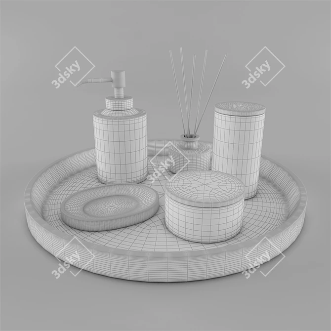 Elegant Marble Bathroom Set 3D model image 2