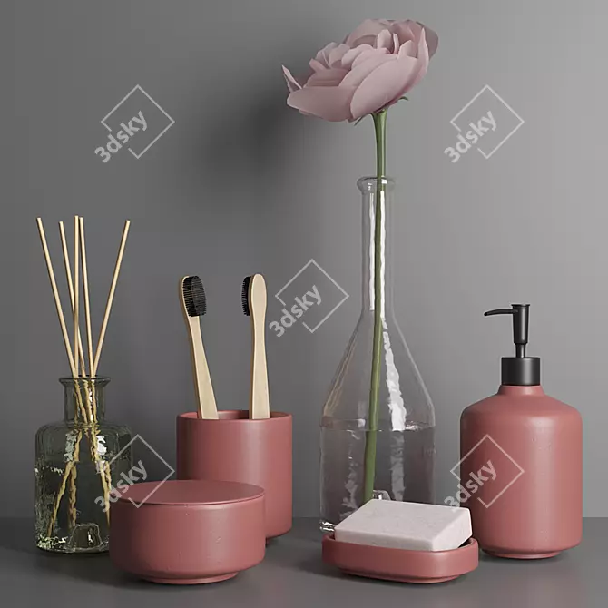 Modern Bathroom Accessories Set 3D model image 1