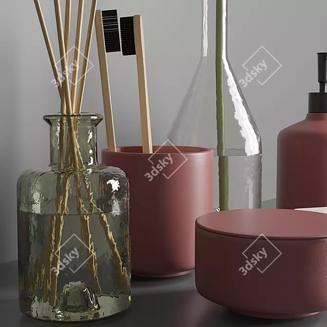 Modern Bathroom Accessories Set 3D model image 2