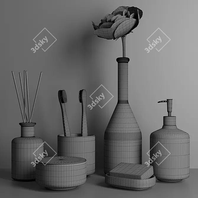 Modern Bathroom Accessories Set 3D model image 3