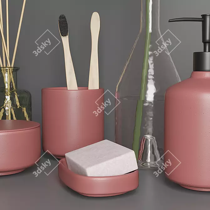 Modern Bathroom Accessories Set 3D model image 4