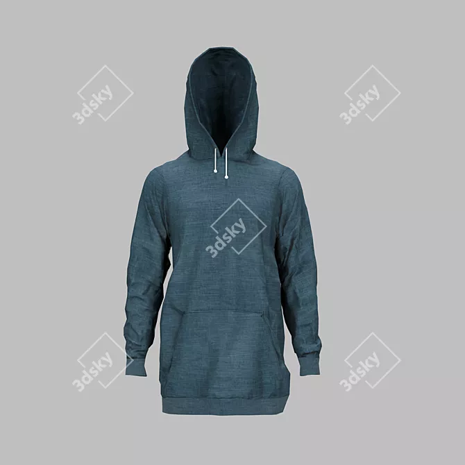 Logoless Low-Poly Hoodie: Sleek Style 3D model image 1