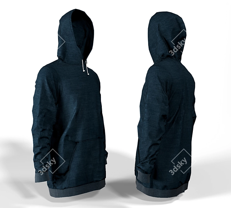 Logoless Low-Poly Hoodie: Sleek Style 3D model image 3