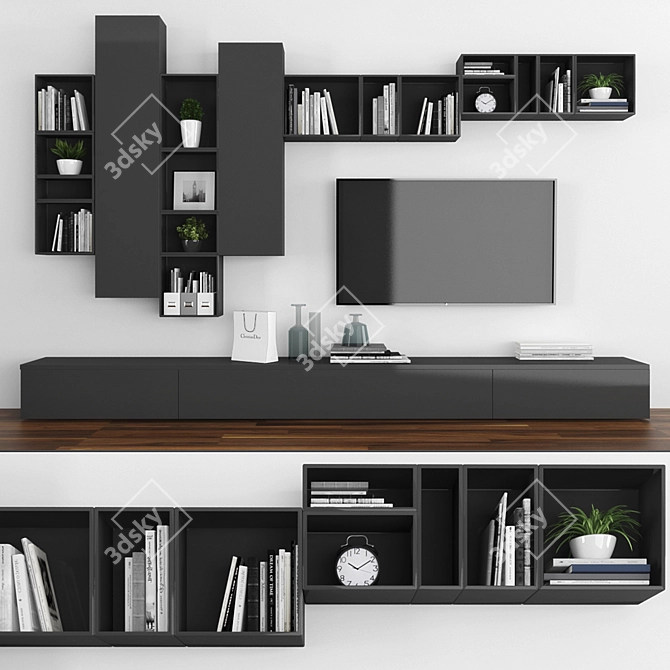 Modern TV Stand Set - Sleek Design 3D model image 1