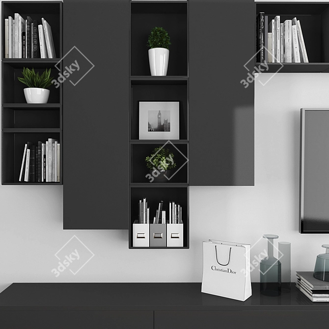 Modern TV Stand Set - Sleek Design 3D model image 2