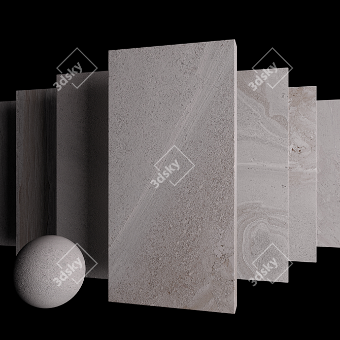 Stone Grey Set: Multi-Texture, 60x120cm Tiles 3D model image 3