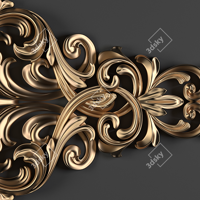 Elegant Baroque Floral Design 3D model image 2