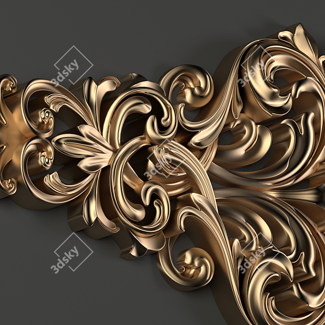 Elegant Baroque Floral Design 3D model image 3