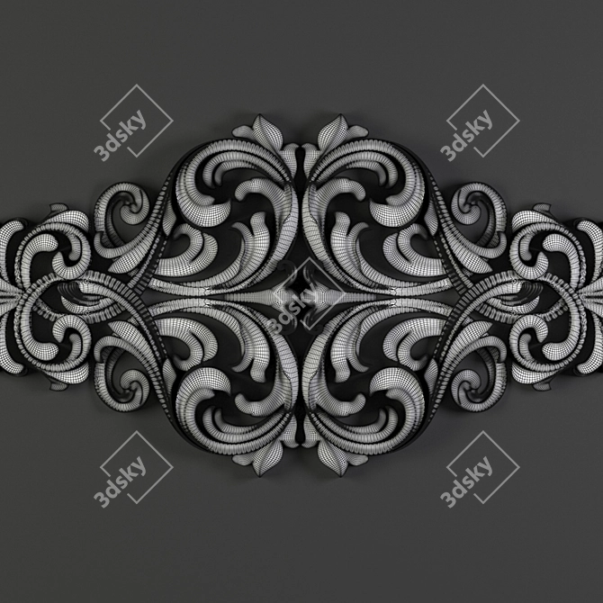 Elegant Baroque Floral Design 3D model image 4