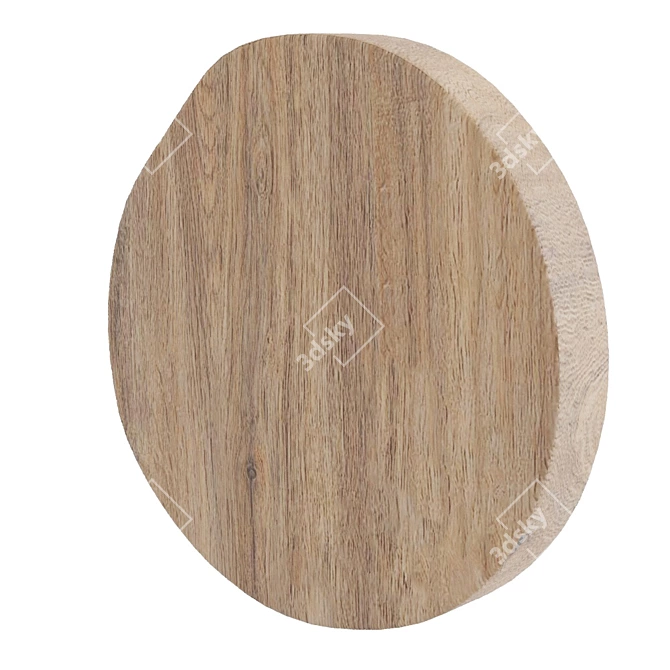 Teak Wood Round Mirror 3D model image 4