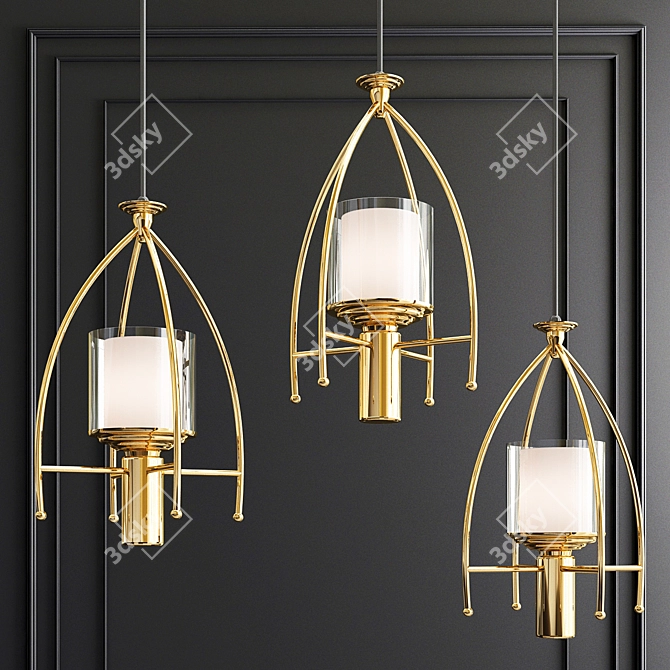 Elegant Glass Gold Pendant Lights 3D model image 1