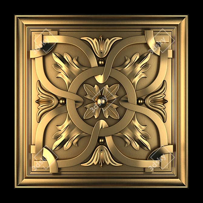 Elegant Gilded Wood Panel 3D model image 2