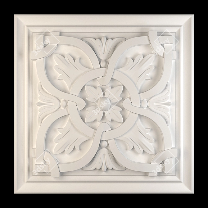 Elegant Gilded Wood Panel 3D model image 3