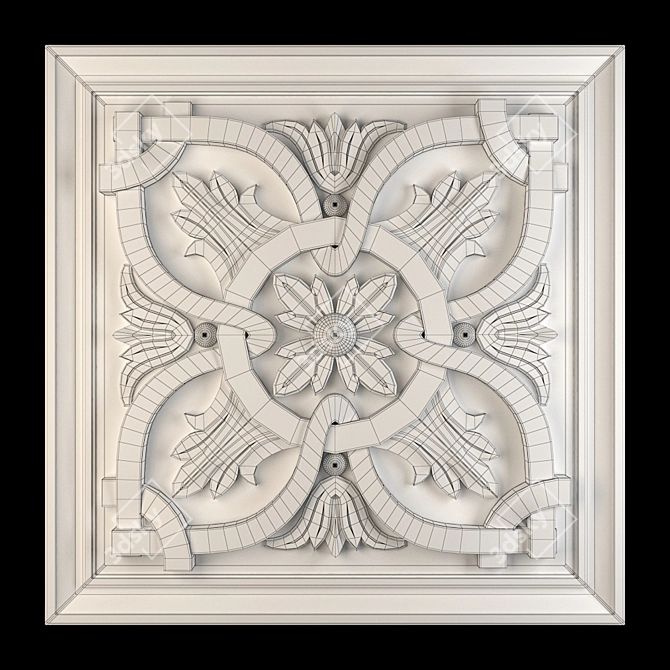 Elegant Gilded Wood Panel 3D model image 4