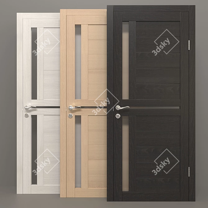 Sleek Grey Pine Interior Door 3D model image 1