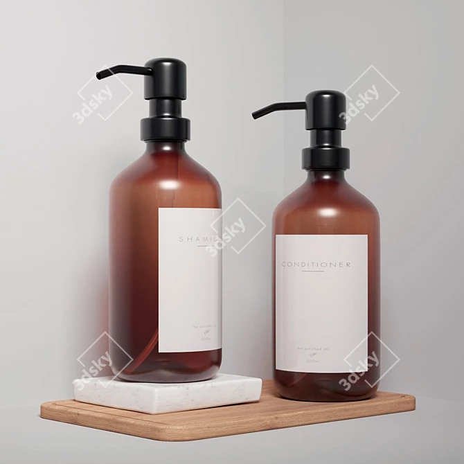 Sleek Shower Duo: Shampoo & Conditioner Dispensers 3D model image 1